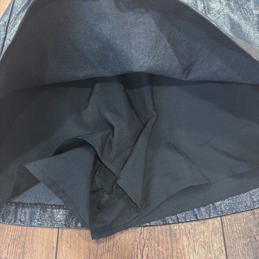 Abercrombie & Fitch Navy Vegan Leather Mini Skirt High Waisted Size M Side Zip - Picture 9 of 9